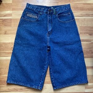 Adidas Baggy Blue Jean Shorts - 90s / Y2K JNCO-style jean shorts